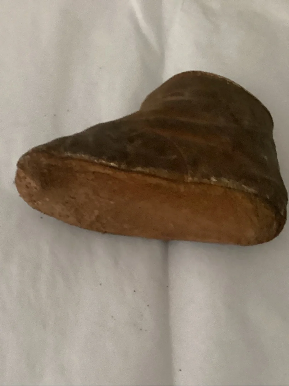 Antique high-top baby/infant brown leather shoe/boot. Victorian era.